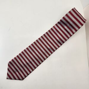 Vintage Gucci Paolo necktie men's red grey stripe 100%silk luxury handmade Italy